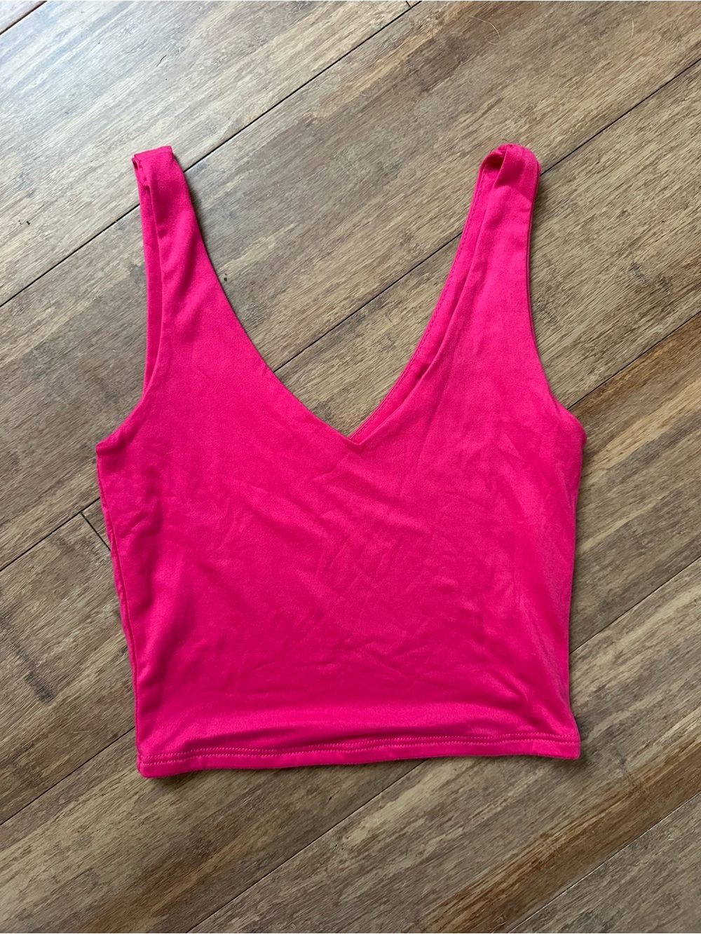 Sincerely Jules Hot Pink V-Neck Crop Tank